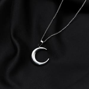 TEMU 1 스테인리스 스틸 달 펜던트 목걸이, 남녀공용, 데일리룩으로 활용하기 좋음, 가을/겨울 스웨터 체인 목걸이 주얼리