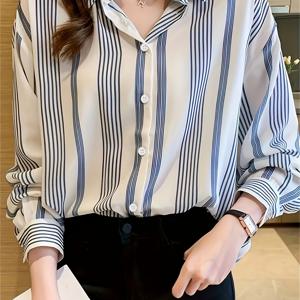 TEMU 패션 캐주얼 바캉스 데일리 출퇴근 프린트 버튼업 긴팔 셔츠 여성 의류
