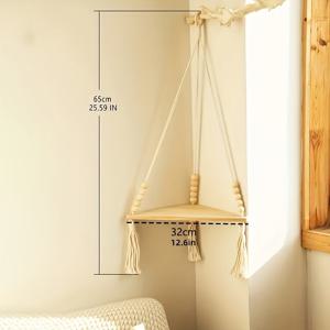 TEMU 싱글/더블 삼각형 파이론, 스트링 비즈 프린지 멀티펑셔널 플로팅 선반 - 침실 거실 서재 장식용