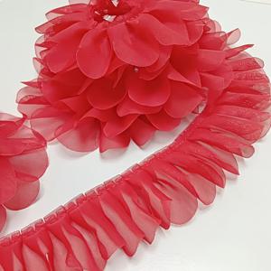 TEMU 270cm x 4.5cm 엠보싱 쉬폰 플리츠 레이스 트림 - 단색 비신축성 원단, DIY 스커트 및 넥라인 장식용, 의류, 신발, 모자 및 홈 텍스타일 액세서리, 레이스 패브릭
