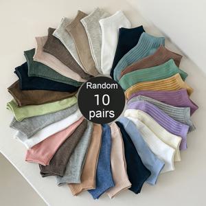 TEMU 10켤레 여성용 과일 & 채소 프린트 발목 양말 - 고탄성, 부드럽고 통기성 좋은 빠른 건조, 다양한 생동감 있는 패턴, 봄 여름 캐주얼 착용 가능, 기계 세탁 가능, 신선한 디자인의 편안한 발바닥 보호