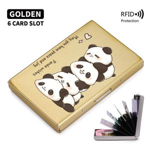 TEMU 사자성제 쌓인 곰돌이, 귀여운 패턴 고급 스테인리스 스틸 RFID 도난 방지 카드 홀더 남성용 - 스타일리시한 블랙 메탈 지갑, 다기능 수납 디자인, 완벽한 아버지의 날 선물, 안전한 보관 카드 | 광택 표면 | 메탈릭 텍스처