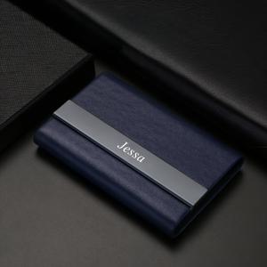 TEMU 개인 맞춤형 텍스트 인조 가죽 명함 홀더 (스테인리스 스틸 자석 잠금 장치 포함) - 세련된 블랙 디자인, 사무실 또는 전문가용으로 내구성이 뛰어나고 스타일리시함, 사무용품 | 스타일리시한 인조 가죽 | 자석 잠금