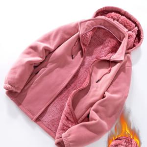 TEMU 여성용 겨울 캐주얼 다용도 따뜻한 기모 안감 두꺼운 플리스 재킷 코트, 탈착식 후드, 단색 지퍼 포켓