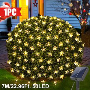 TEMU 1개 태양광 LED 스트링라이트, 100/50/20LED, 벚꽃 8가지 모드 IPX4, 야외용 페어리라이트 (크리스마스트리·정원·파티오 장식) | Majisu