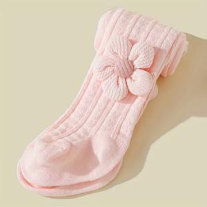 TEMU 사계절용 단색 여아용 하트 패턴 꽃무늬 타이츠 1켤레, 생일, 휴일, 데일리웨어용