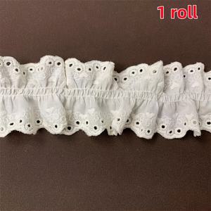 TEMU 100cm 폭 폴리에스터 자수 레이스 트림, 5cm 속이 빈 하트 러플 스커트 엣지 장식, 공예 재봉 추가, 화이트 및 베이지 색상