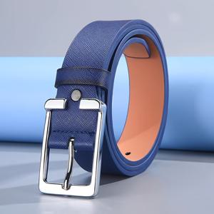 TEMU 1개 남성용 화이트/블루 골프 벨트 - 사각 버클, 엠보싱 디자인, 캐주얼 웨어, 골프장 및 휴일 선물 (크리스마스/추수감사절) - 골퍼 및 일상 사용 사이즈