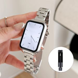 TEMU 클래식 3중 메탈 스테인리스 스틸 시계 스트랩, Apple Watch 스트랩 38/40/41/42/44/45/46/49mm 스마트 워치 추가에 적합, Apple Watch 밴드 시리즈 10 6 5 4 3 2 1 Se Uitra와 호환