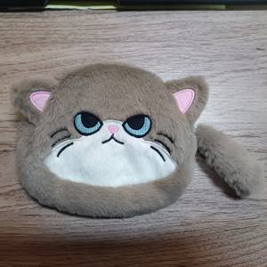 TEMU 1개 대용량 플러시 고양이 동전 지갑, 귀여운 카툰 플러시 새끼고양이 키와 립스틱 정리함, 다기능 미니 수납 가방, 지퍼 잠금으로 휴대 간편, 크리스마스와 새해를 위한 휴가 선물