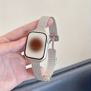 TEMU Apple Watch 밴드 49mm 46mm 42mm 45mm 41mm 40mm 44mm 38mm용 자석 접이식 루프 밴드, Iwatch S10/11/9/8/7/6/5/4 SE 손목 밴드용 스테인리스 스틸 스트랩