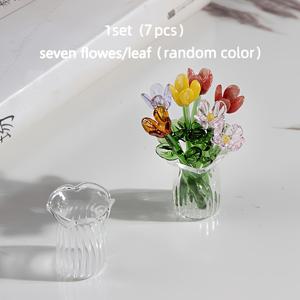 TEMU 스타일 미니 꽃 7개 세트 - 미니 유리 꽃다발 (유리병에 랜덤 꽃과 잎) - 공예, 사진 촬영 소품, 축제 홈 데코 - 발렌타인데이, 크리스마스와 같은 다양한 행사에 완벽한 선물