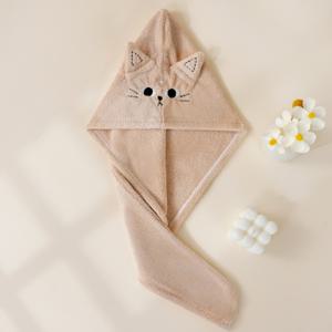 TEMU 여성용 고양이 눈 스타일 타월 모자, 발자국 및 코/발자국 얼굴 디자인 - 부드러운 코랄 핑크 소재로 제작, 목욕 또는 수영 후 젖은 머리에 적합 - 수영 후 머리 건조를 위한 귀엽고 실용적인 액세서리