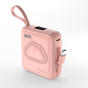 TEMU 와피크 초소형 미니 보조배터리 M2 10000mAh 22.5W 고속충전 C타입 PD3.0 QC3.0기내반입 LED 잔량표시 내장케이블