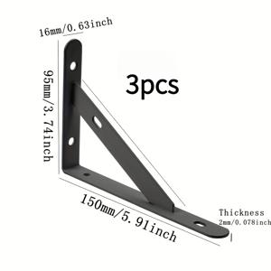 TEMU 벽걸이용 삼각대 선반 브라켓 3개 세트, 수평 선반용 벽걸이 정리대, 하중 300.01LB까지 지탱 가능한 고정형 삼각형 브라켓 서포트, 가정, 주방, 욕실, 침실 정리용으로 이상적