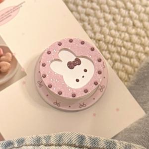 TEMU 핑크 토끼 거울 마그네틱 휴대폰 스탠드 폰 홀더 강력 흡착 고급 디자인 만화 retractable 강력 자석 게으른 스탠드