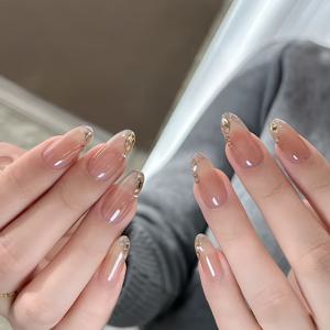 TEMU 심플하고 광택 있는 라인스톤 디자인의 누르는 방식 숏 물방울 모양 인조네일 30개, 일상 여가, 직장, 파티 참석, 데이트, 휴일 기념에 적합. 재사용 가능, 젤리 접착제 및 파일링 스트립 포함