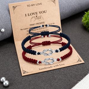 TEMU 2개 세트 남녀 커플 팔찌, 여성 남성용, 조절 가능한 수제 꼬임 팔찌, 우정 관계 주얼리, 핑크리 promise 거리 선물, 남자친구 여자친구를 위한 발렌타인데이 선물