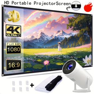 TEMU 72인치 휴대용 프로젝션 스크린 4K 초고화질 디스플레이, 영화, , 극장 및 야외용, 스마트폰, 노트북, 프로젝터와 호환, 전자 부품/보드 미포함, 와이드스크린 콘텐츠용 화면비율