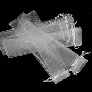 TEMU 50개입 투명 오간자 부채꼴 가방, 결혼식, 생일, 베이비 샤워에 적합 - 끈으로 닫는 접이식 선물 가방, 파티용 부채꼴 모양, 도매 (당김끈 없음)