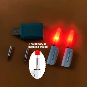 TEMU 5개 세트 [2개 로드 팁 라이트 + 2개 충전식 배터리 + 1개 USB 충전기] 높은 가시성, 저조광 환경에 적합, 낚시 발광 알람, 야간 낚시 야광 스틱