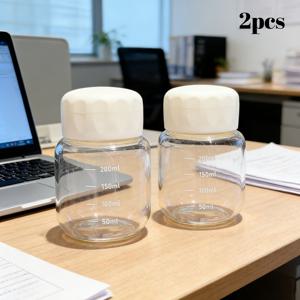 TEMU KEMORELA 미니 유리 젖병 1/2개 세트, 뚜껑 포함 - 커피, 우유, 허브티용 휴대용 음료 용기 - 가정 및 이동 중 사용하기 좋은 소형 여행용 유리잔, 졸업 시즌 선물용으로 적합
