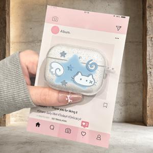 TEMU 이것은 귀여운 보호 케이스로, 작은 고양이, 별, 구름 패턴으로 디자인되었으며, Airpods 3, Airpods 4, Airpods Pro, Airpods Pro 2와 호환됩니다.
