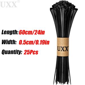 TEMU UXX 350-600mm 고강도 내구성 UV 저항 케이블 타이, 350-600mm 초장축 타이 스트랩, 25개입, 인장 강도 70Lbs, 다기능 자동 잠금 나일론 케이블 타이, 전기, 케이블, 파이프, 자동차, 가정용으로 적합