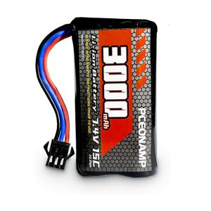 TEMU PCEONAMP 7.4V 리튬 이온 배터리 (3000mAh 용량, 2S 구성, SM-3P 커넥터), Huina 1575에 적합하며 대부분의 RC 탱크, 트럭과 호환