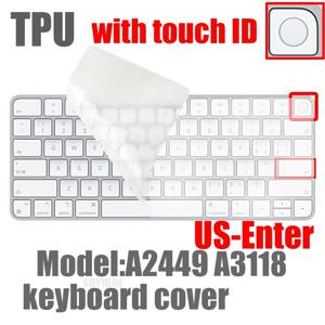 TEMU Imac Magic 키보드 TPU 투명 키보드 커버 (지문 인식 Touch ID 모델 A2450 A3203, 지문 인식 Touch ID 모델 A2449 A3118 슬림 버전)