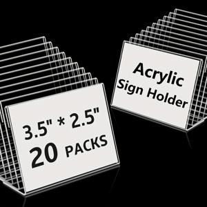 TEMU 20개입 3.5 X 2.5인치 (약 8.9 X 6.4cm) 소형 아크릴 간판 홀더, 미니 아크릴 음식 라벨 스탠드, 파티 뷔페, 소매 가격 표시, 투명 플라스틱 탁상 홀더, 카드, 명함, 웨딩 간판 장착용