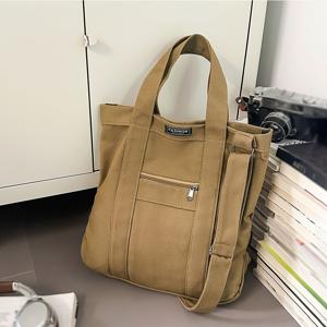 TEMU 레트로 일본 스타일 천 가방, 새로운 크로스바디 다용도 남성 캐주얼 통근 토트백, 맞춤형 패션 단색 숄더백