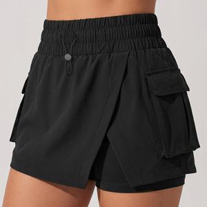 TEMU 여름 여성용 캐주얼 스포티 이중 레이어 스커트 팬츠, 멀티 포켓 카고 스커트, 야외 레저, 등산, 하이킹, 골프용|치마바지