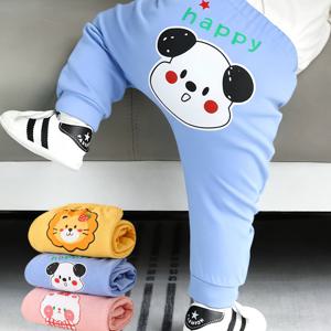 TEMU 아기용 귀여운 만화 긴바지 1개, 부드럽고 피부 친화적인 원단, 사랑스러운 동물 프린트, 배를 눌러들지 않는 편안한 신축성 허리 밴드, 캐주얼 복장 및 야외 활동에 적합