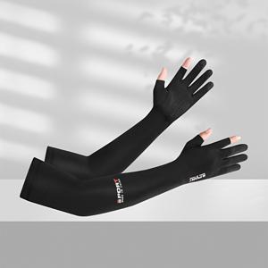 TEMU 남성용 여름 야외용 확장형 자외선 차단 얇은 반장갑형 아이스 실키 섬유 원단 팔토시 1쌍, 3-5° 쿨링감 제공, 고탄성 사이클링 팔토시, 세 가지 색상 선택 가능, 무더운 여름 일상 야외용으로 적합