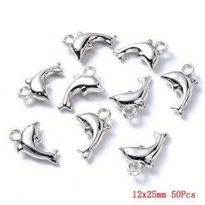 TEMU 50pcs 12x25mm 플라스틱 CCB 소재 펜 던 트 쥬얼리에 대 한 황금 은빛 동물 돌고래 펜 던 트 DIY 목걸이 팔찌 귀걸이 액세서리 만들기