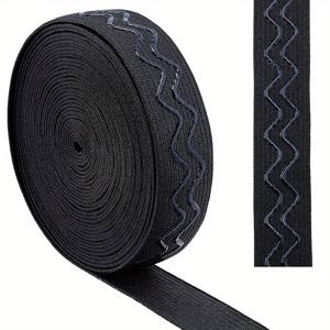 TEMU 1롤 5야드 20mm 폭 미끄럼 방지 탄성 리본 웨이브 탄성 그립퍼 밴드 스트레치 고무 탄성 벨트 의류 재봉 공예 스포츠 반바지 추가용 블랙