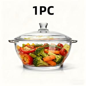 TEMU 1개 붕규산 유리 냄비 뚜껑 포함, 1L 내열 유리 조리 냄비, 스토브 및 오븐 사용 가능, 식기세척기 사용 가능, 찜 파스타용, 봄철 홈 정리, 어버이날 선물