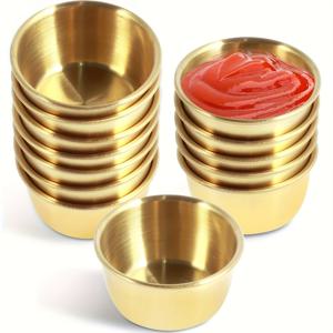 TEMU 12개 스테인리스 스틸 소스 디핑 볼, 1.52 Oz 미니 조미료 컵, 재사용 가능한 조미료 접시, 가정 및 레스토랑 사용에 적합