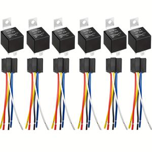 TEMU 4핀/5핀 40/30AMP 릴레이 키트, SPST 6개입/2개입 자동차 릴레이, 인터로킹 하네스 소켓 홀더 및 헤비 듀티 피그테일 포함
