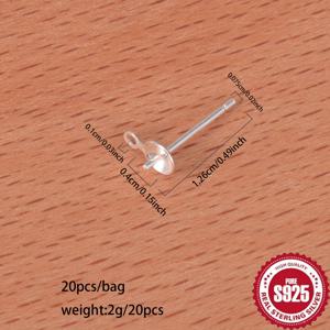 TEMU 20개/봉지 S925 스털링 실버 오목 귀걸이 액세서리, 핸드메이드 디자인 비즈 및 이어 장식 DIY 세트