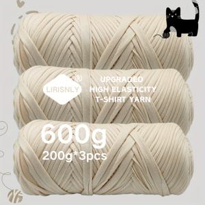 TEMU 3개 LIRISNLY 업그레이드 티셔츠 실 - 고밀도 & 탄력성 600g/21.16oz DIY 크로셰, 뜨개질, 가방, 신발, 홈 데코용 멀티컬러 공예실, 두꺼운 실, 창의적인 제작, 장식용 실, 고탄력