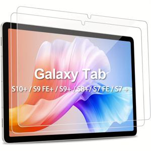 TEMU 갤럭시 탭 S10/S9/S8/S7 11인치 및 탭 S9 FE 11인치 및 탭 S10+/S9+/S8+/S7+/S7FE용 강화 유리 액정 보호 필름 2개입, 간편한 부착, HD 경도, 스크래치 방지 9H