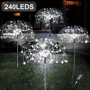 TEMU 4개 팩 태양광 민들레 구리 와이어 조명, 스마트 센서 8가지 모드 LED 스트링 조명, 240/320 LED, 무대 분위기 장식 조명, 무대 잔디밭, 야외 정원 조경, 파티 웨딩 무대 장식에 적합