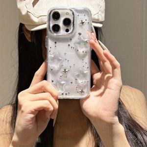 TEMU 고품질 레이저 스타드립 휴대폰 케이스, 낙하 방지, 땀 방지, 지문 방지, 내구성 강화 및 색상 고정. 아이폰 16 PROMAX/ 16/ 16 Pro/ 16 Plus/ 15/ 15 PROMAX/ 14 PROMAX 호환