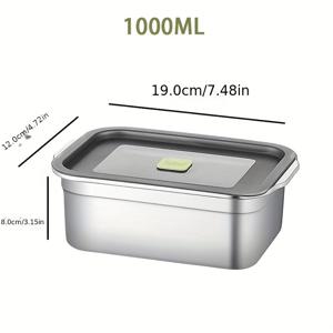 TEMU 1개 304 스테인리스 스틸 직사각형 밀봉 뚜껑 식품 보관 용기, 보관 용기, 냉장고 및 냉동고 보관용 식품 보존 냉동실 박스, 다기능 세척이 쉬운 식품 용기, 용량: 700ml, 1000ml, 1500ml, 1900ml, 식기세척기 사용 가능, 오븐 사용 가능, 증기 배출 밸브 PVC 포함, 미니/휴대용/가성비에 중점
