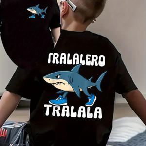 TEMU 여름 패션 남아용 반팔 티셔츠, 이탈리아 TRALALERO TRALALA 