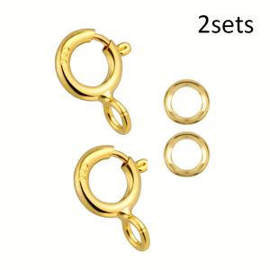 TEMU 2세트 925 실버 목걸이 잠금 장치 - 5mm 스프링 잠금 장치 (주얼리 제작용), 4mm 점프 링, 주얼리 잠금 장치 및 잠금 장치, 주얼리 제작 목걸이 팔찌에 적합