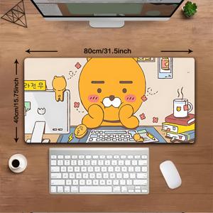 TEMU 오피스 장면 Kakaofriends 라이언 게이밍 마우스 패드 1개 - 미끄럼 방지 고무 베이스, 세탁 가능, 책상 액세서리, 사무실, 학교, 집 장식용으로 좋음, 책상 매트, 팬과 친구를 위한 이상적인 선물