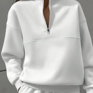 TEMU 가을 겨울 방향성 스타일 여성 솔리드 컬러 지퍼업 긴팔 스웨트셔츠